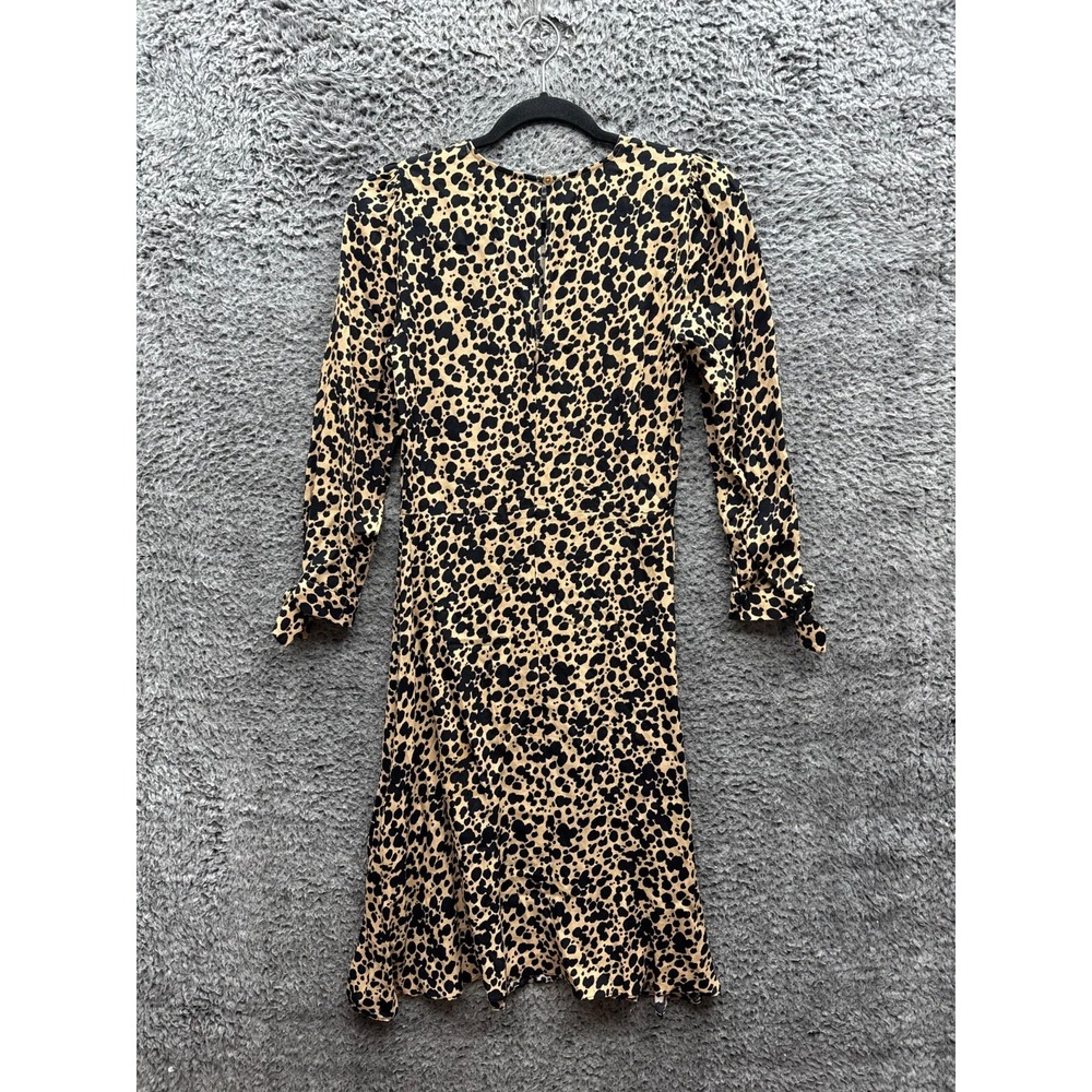 Reformation Port Leopard Print Crepe Long‎ Sleeve Midi Dress Womens Size 4